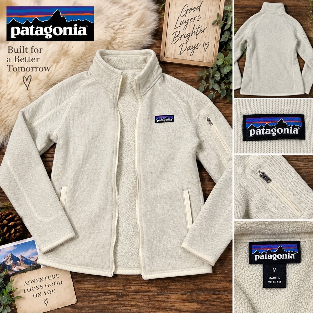 Patagonia Better Sweater Full Zip Jacket Womens Medium Birch White Fleece 25542